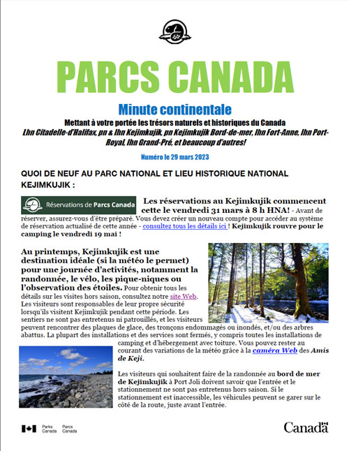 Parcs Canada Minute Continentale mar 29 2023